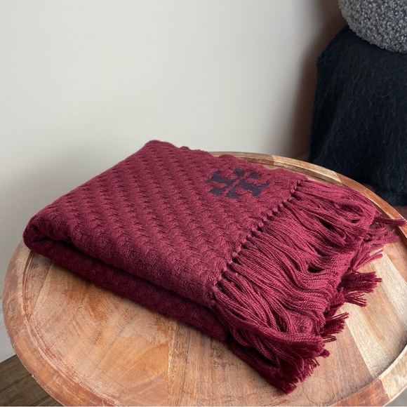 Tory Burch Accessories - (SOLD) Tory Burch WHIPSTITCH T SCARF in IMPERIAL GARNET Burgundy